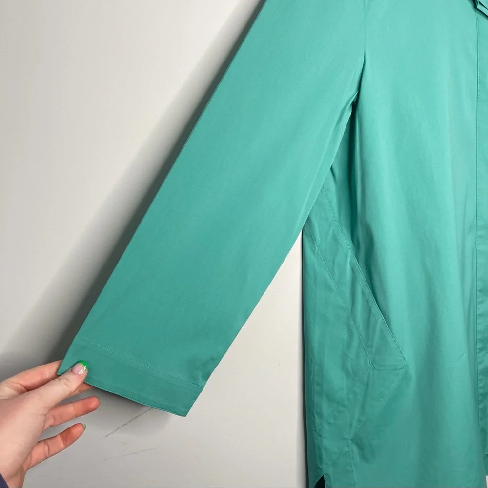 Ladies Lafayette 148 New York teal green blue button up down top size large - Picture 6 of 6